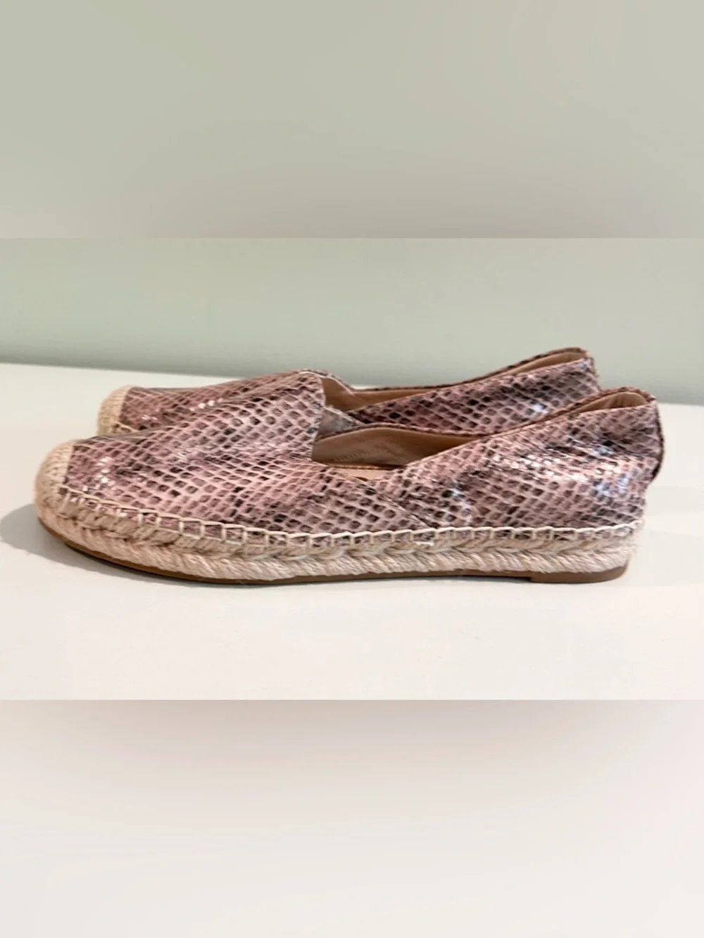 Sam Edelman Metallic Nude Espadrille Flats Slip On Jute Summer Shoes 7